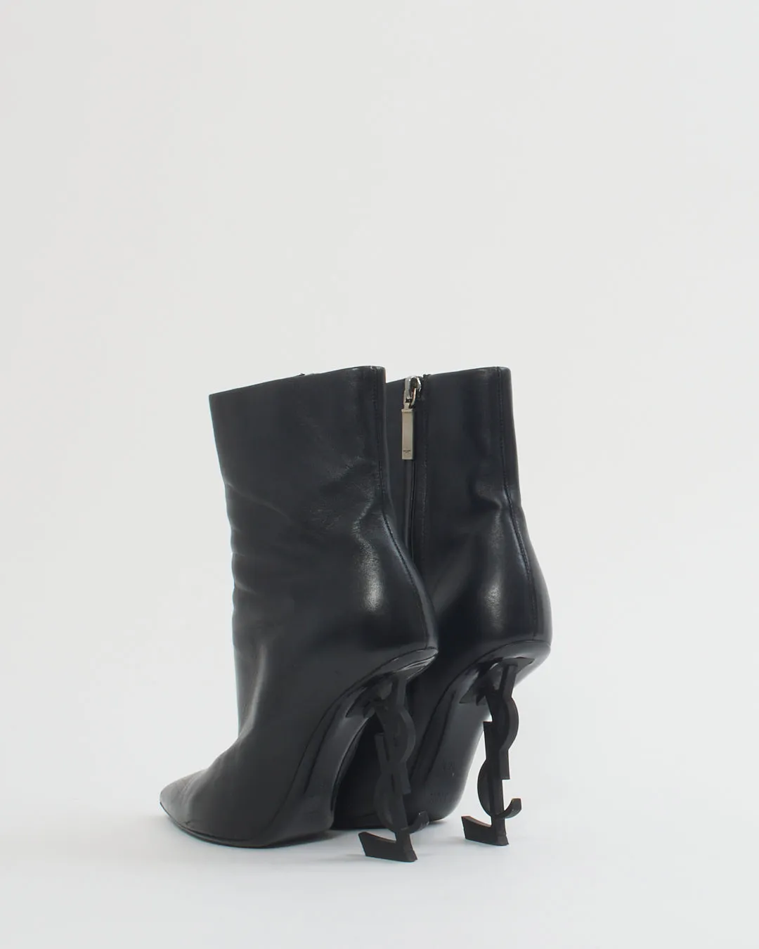 Saint Laurent Black Leather Logo Opyum Booties 85mm - 36.5