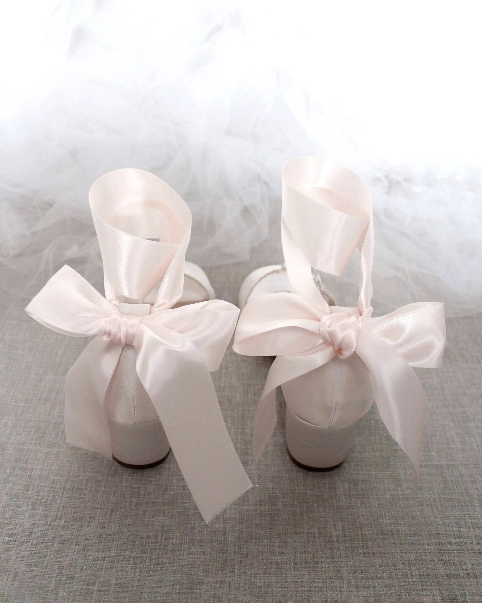 Satin Block Heel Sandal with Wrapped Ribbon Tie