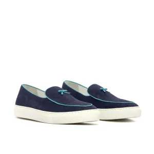 Sneaker Mocassin Belge en daim bleu marine