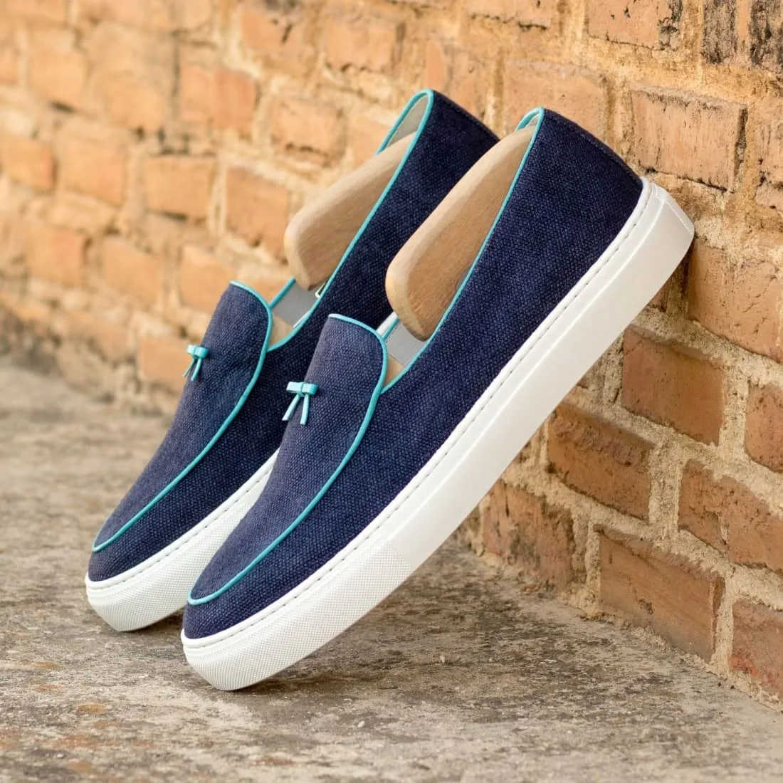 Sneaker Mocassin Belge en daim bleu marine
