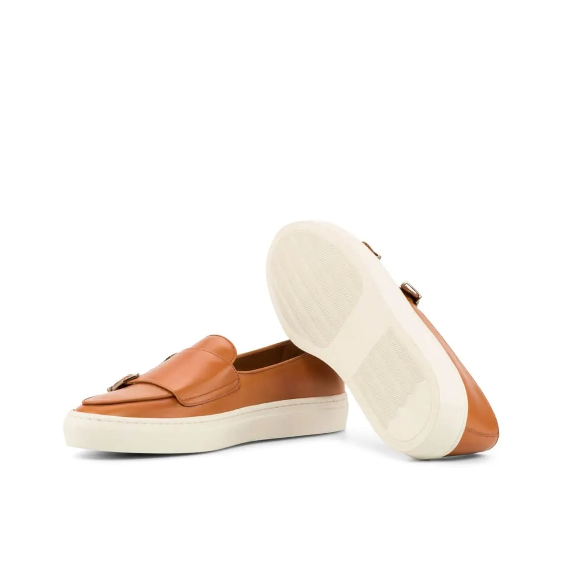 Sneaker Mocassin Double Boucle en cuir marron clair