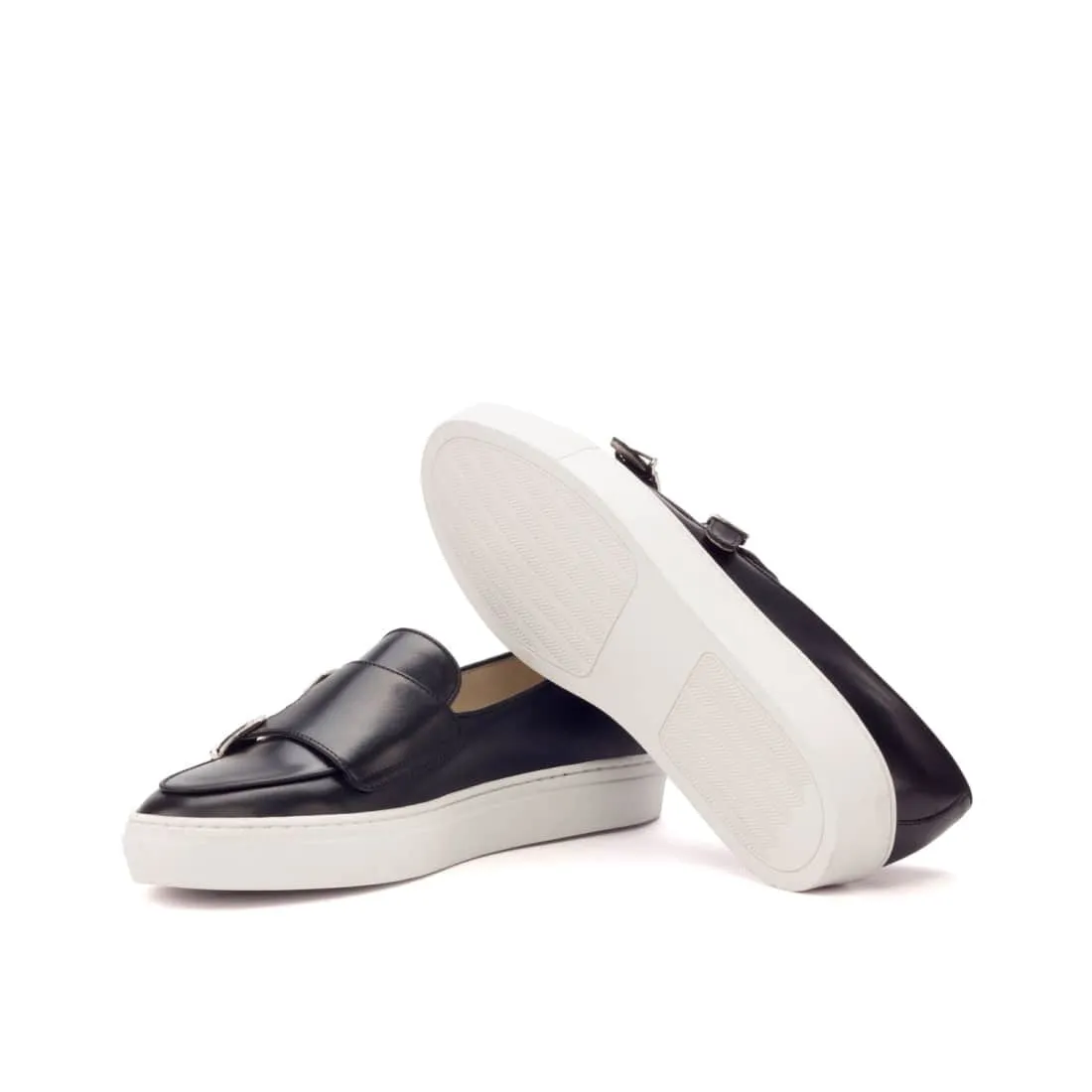 Sneaker Mocassin Double Boucle en cuir noir