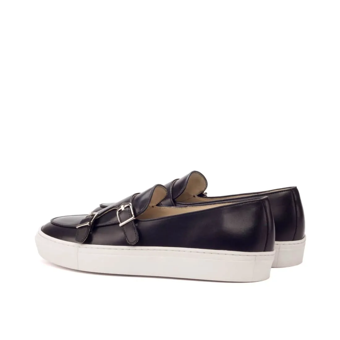 Sneaker Mocassin Double Boucle en cuir noir
