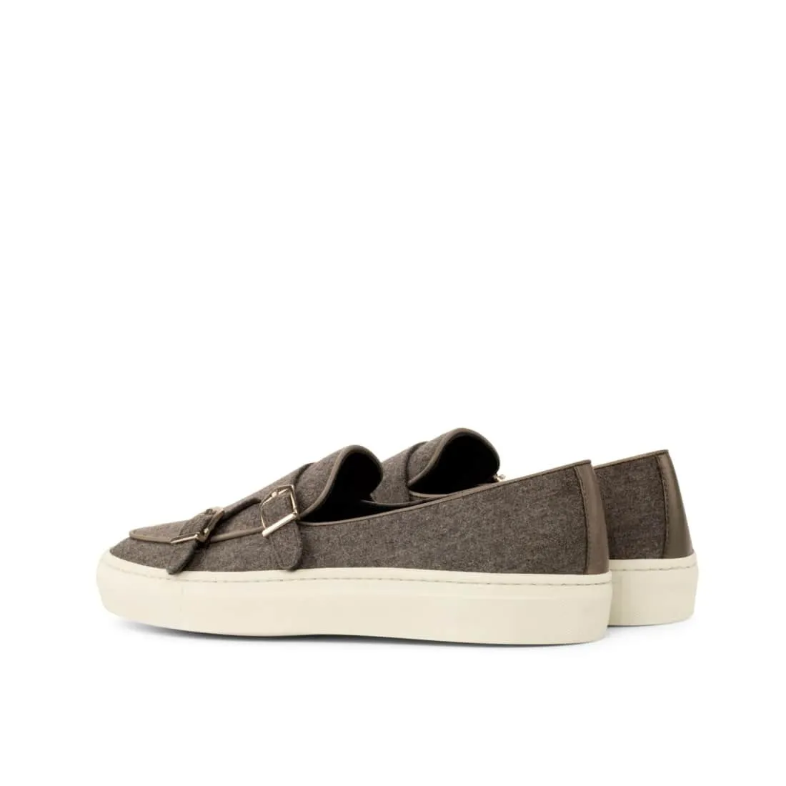 Sneaker Mocassin Double Boucle en flannelle gris