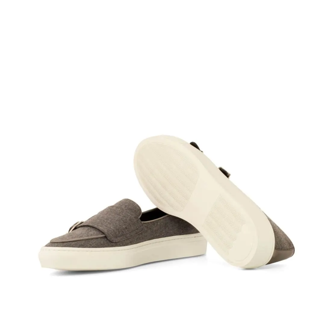 Sneaker Mocassin Double Boucle en flannelle gris
