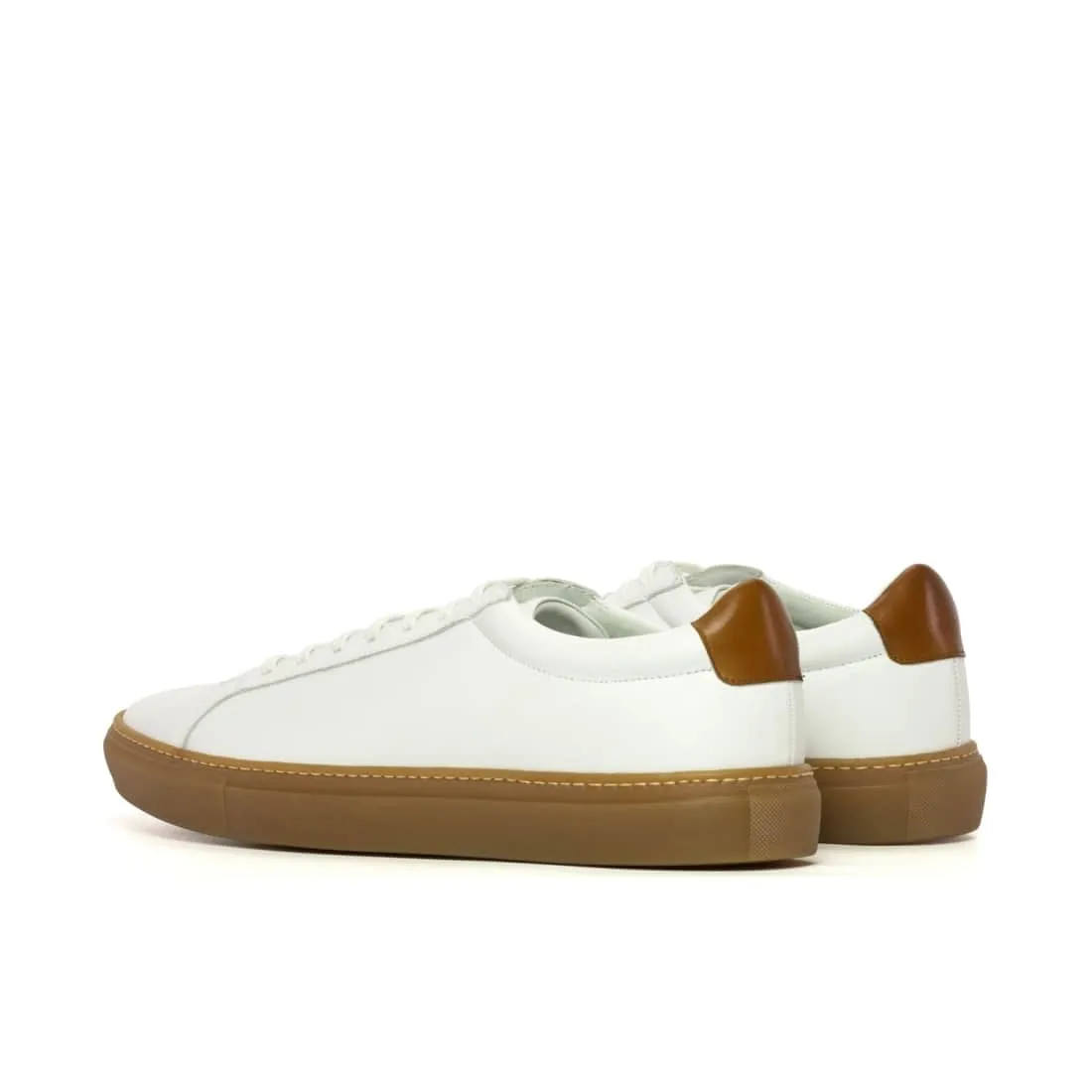 Sneakers Jersey en cuir blanc - Semelles Caramel