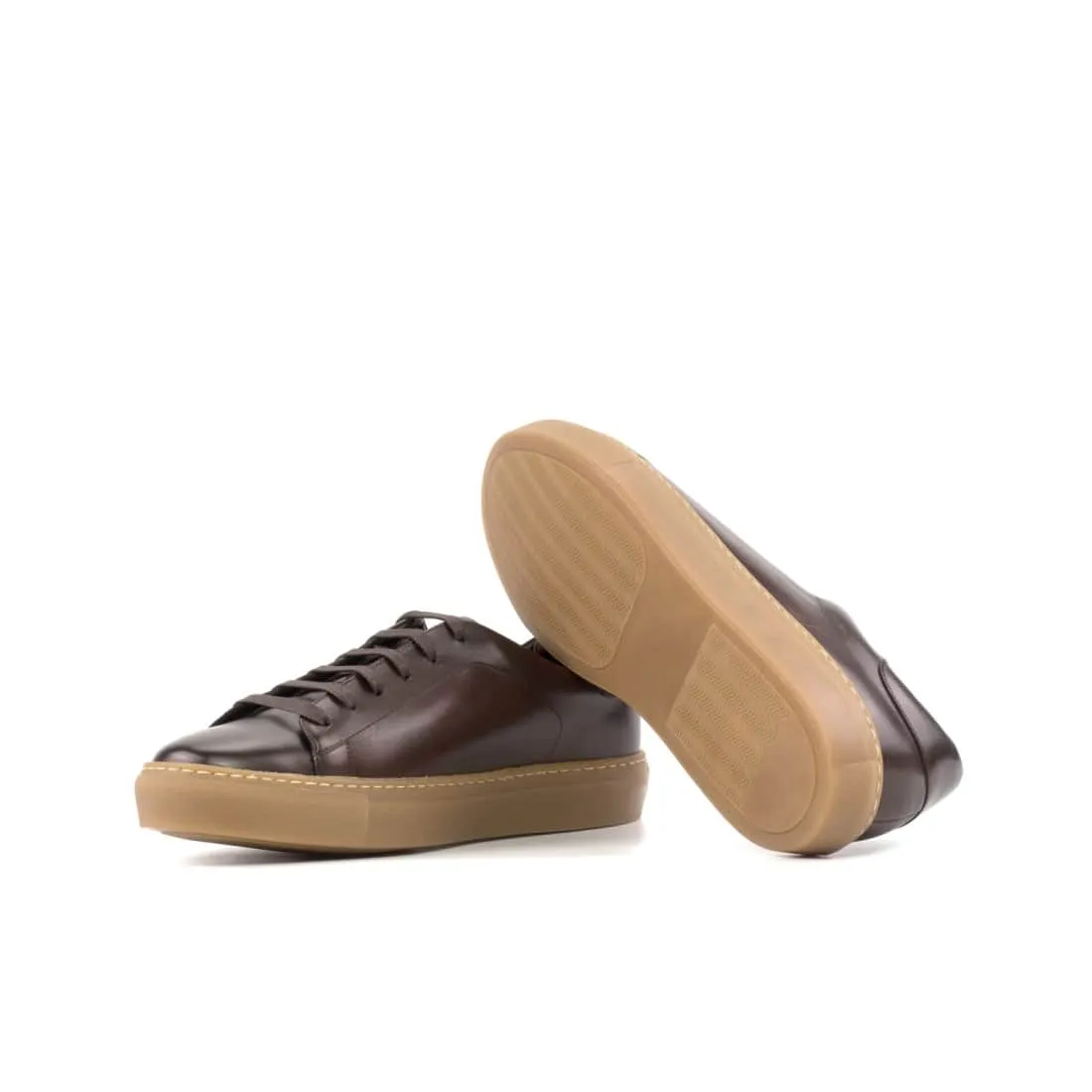 Sneakers Jersey en cuir marron foncé - Semelles Caramel