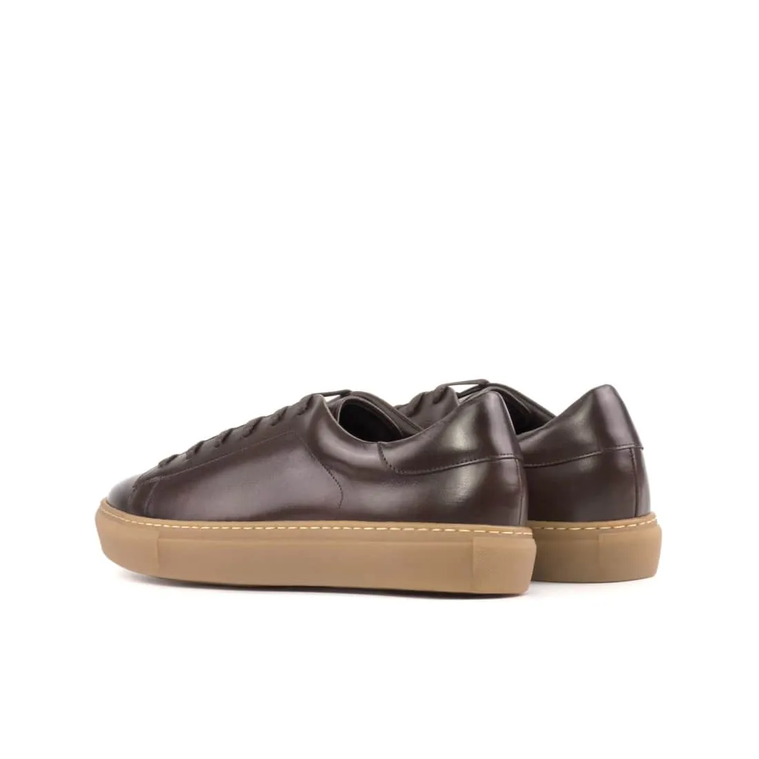Sneakers Jersey en cuir marron foncé - Semelles Caramel