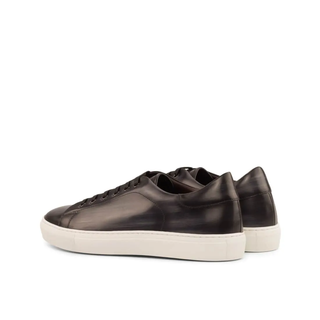 Sneakers Jersey en cuir patiné gris foncé - Semelles Blanches