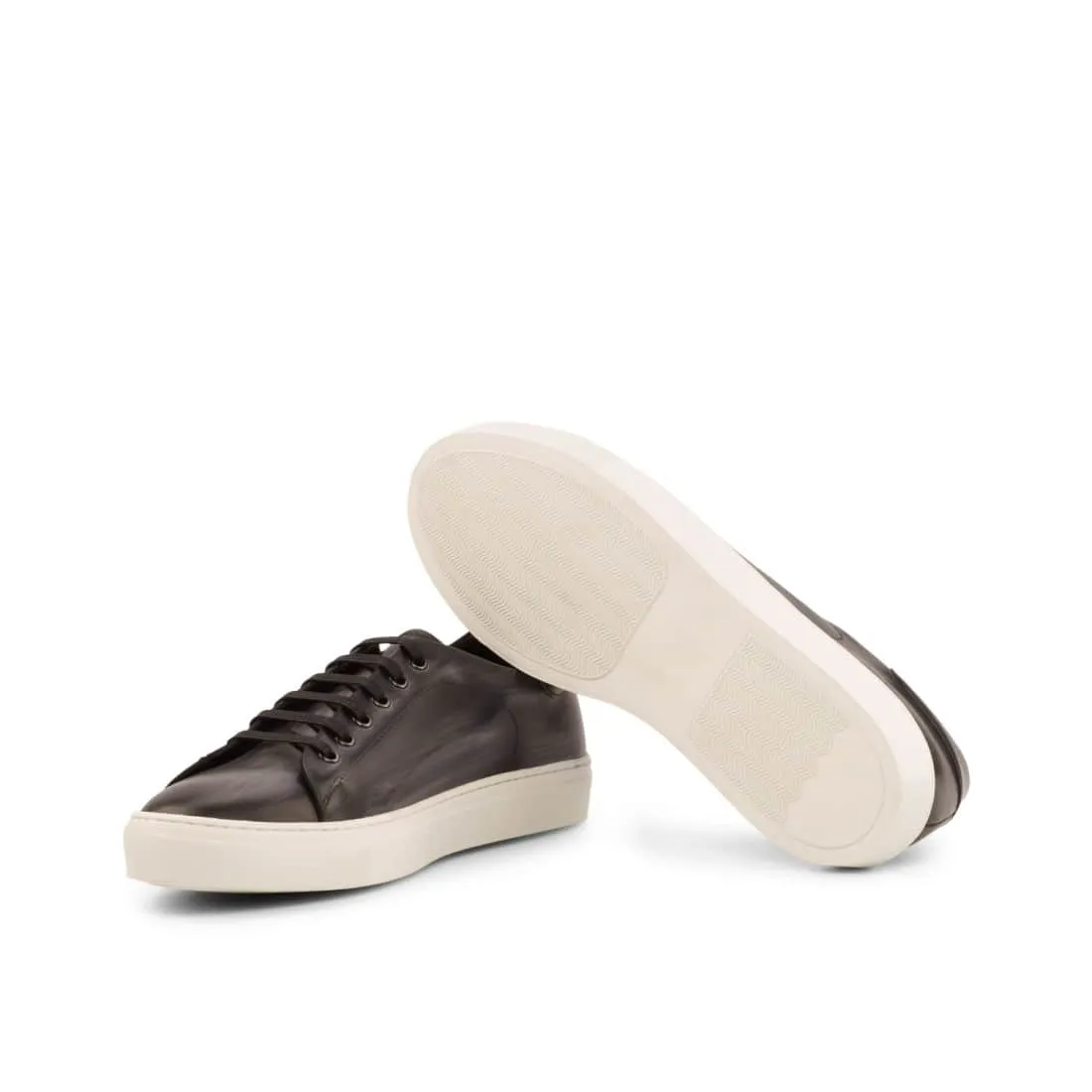 Sneakers Jersey en cuir patiné gris foncé - Semelles Blanches