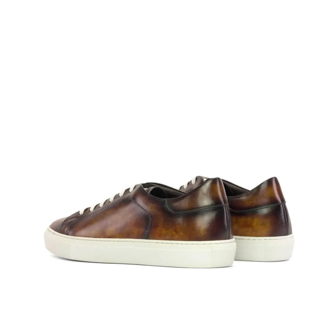 Sneakers Jersey en cuir patiné marron - Semelles Blanches