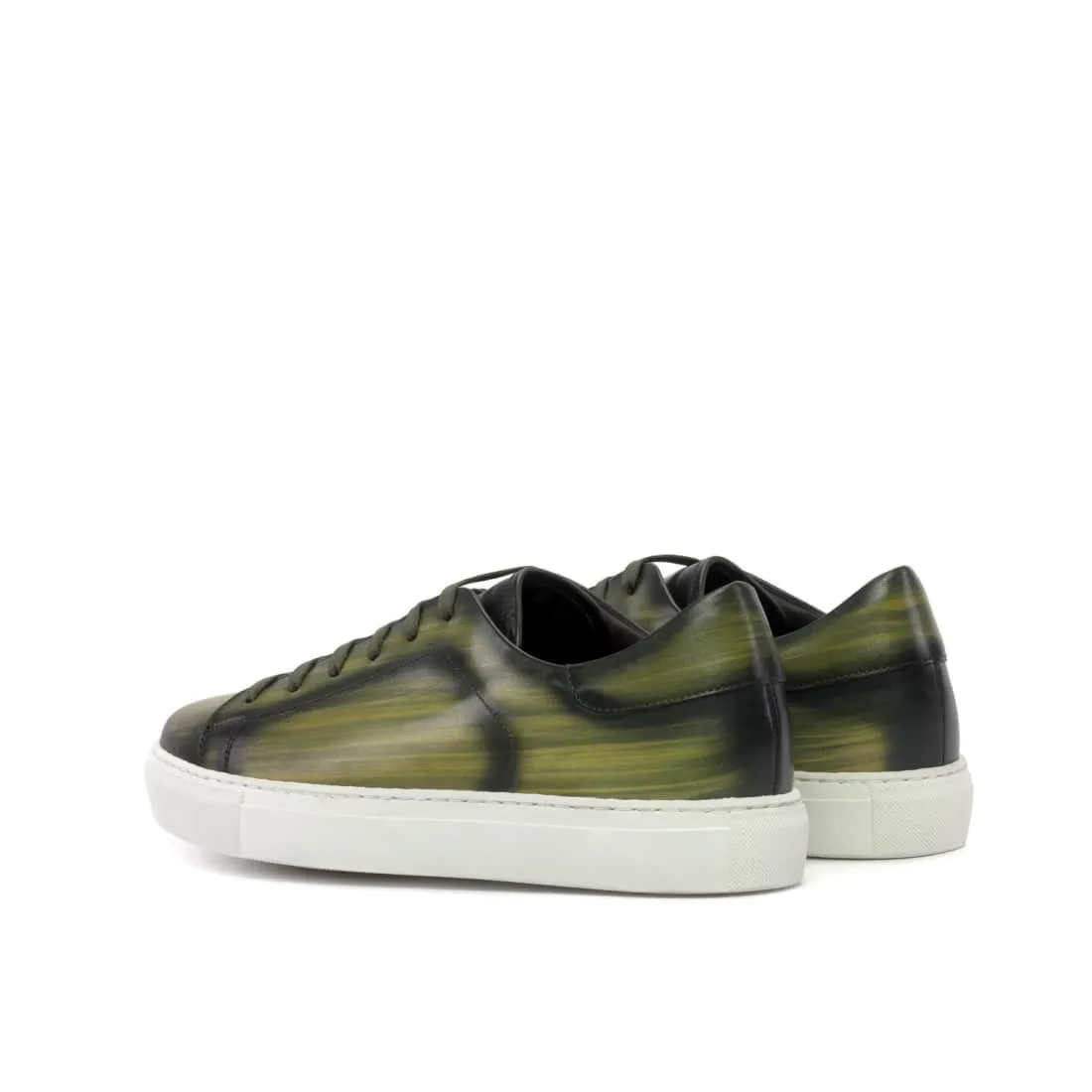 Sneakers Jersey en cuir patiné vert - Semelles Blanches