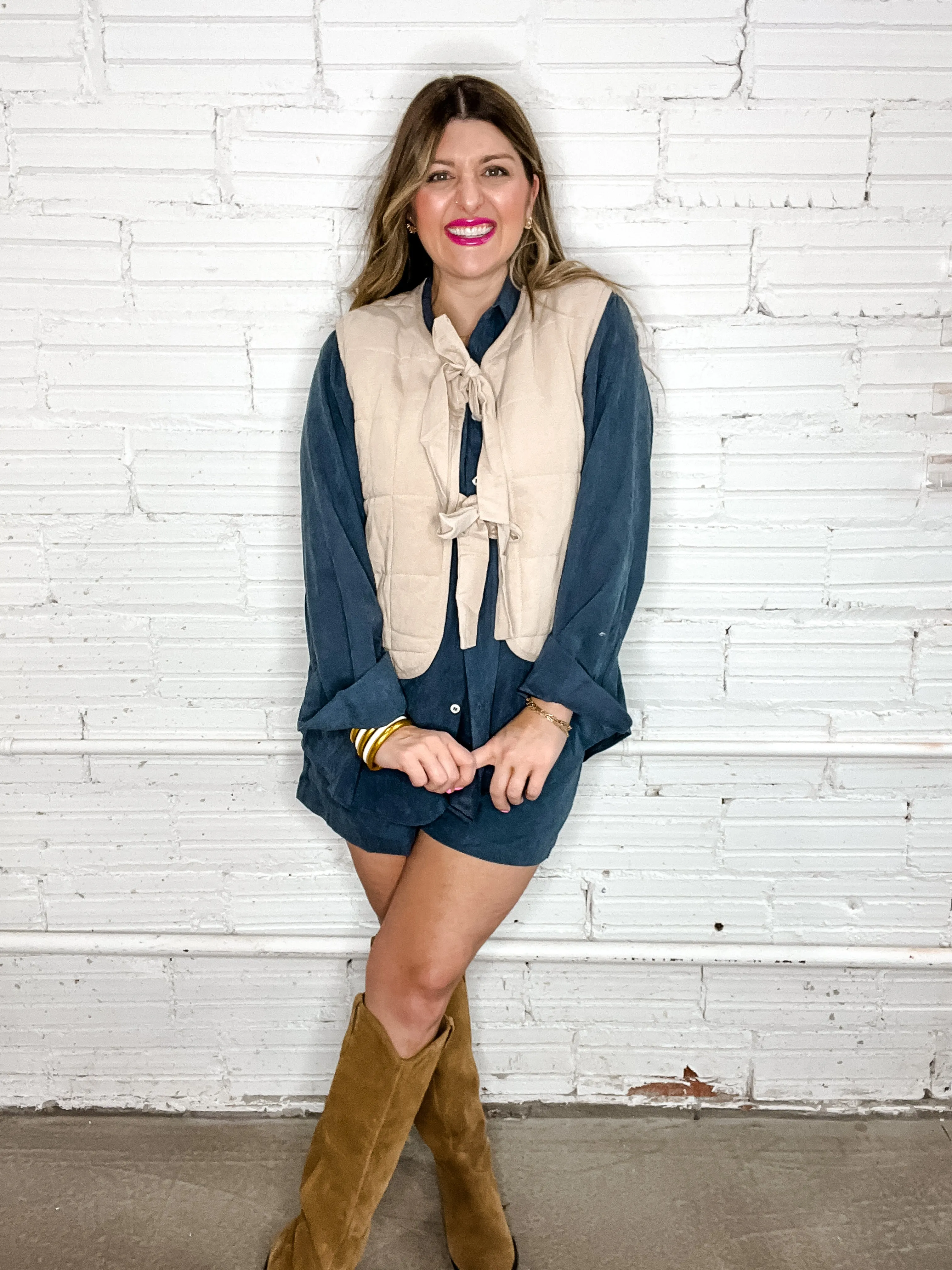 Sophisticated Soft Button Down Set - Midnight Navy