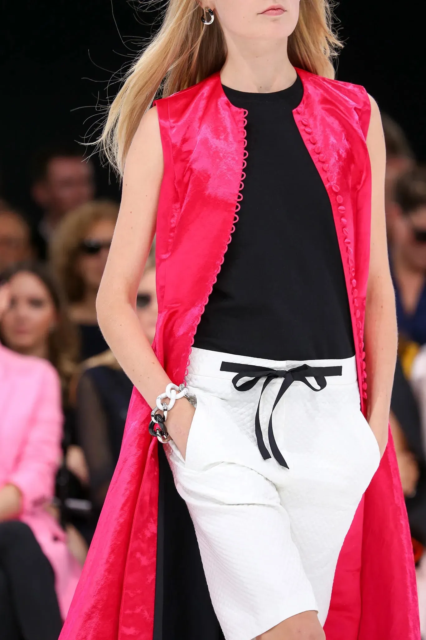 Spectacular Spring 2015 Christian Dior by Raf Simons Runway Brilliant Pink Gillet Vest Dress Coat