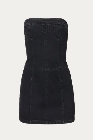 STRAPLESS MINI DENIM DRESS