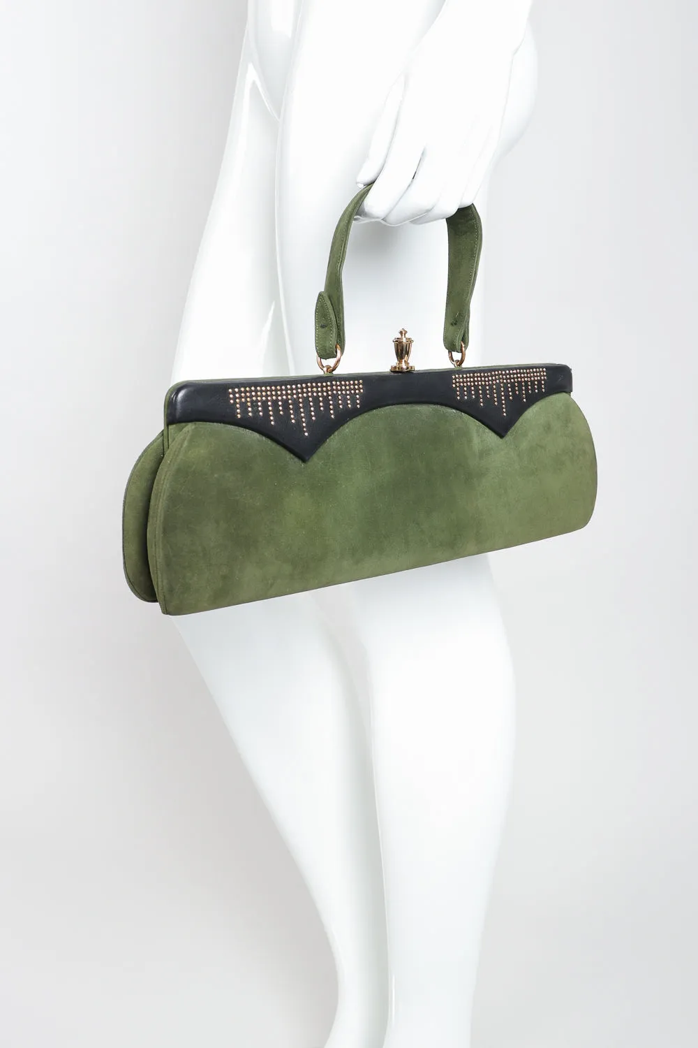 Studded Suede Baguette
