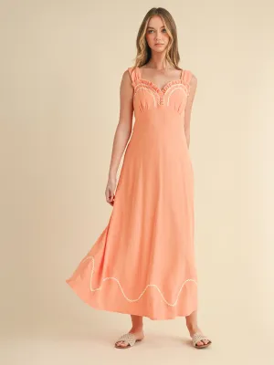 Sweetheart Neck Sleeveless Linen Maxi Dress