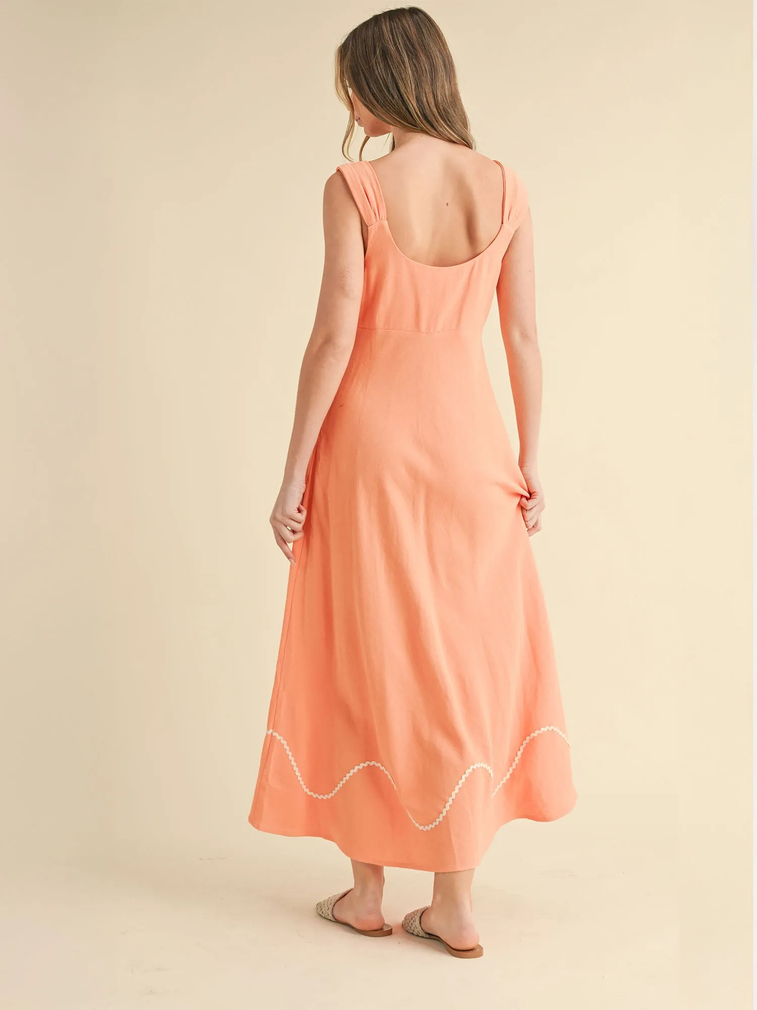 Sweetheart Neck Sleeveless Linen Maxi Dress