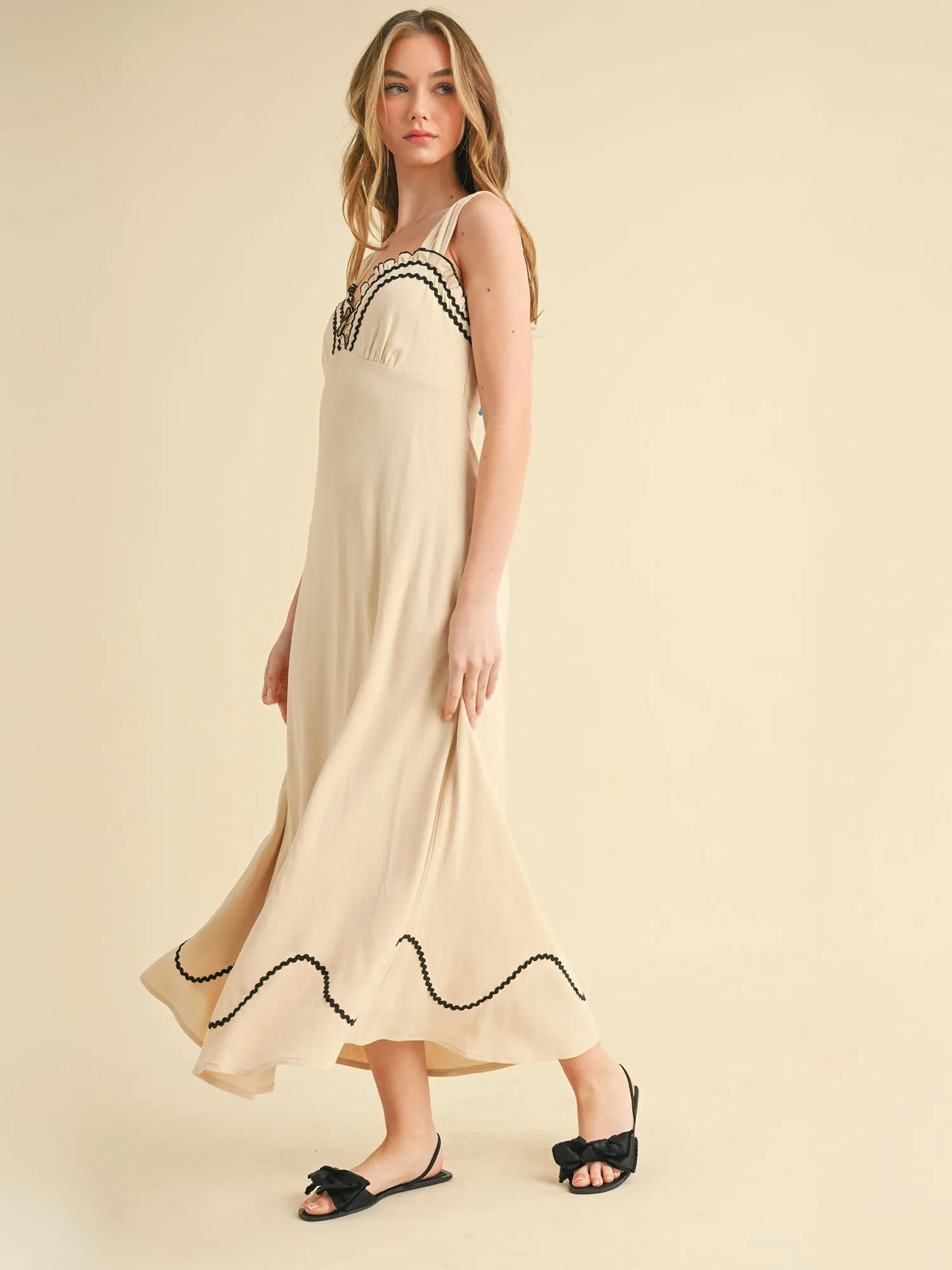 Sweetheart Neck Sleeveless Linen Maxi Dress