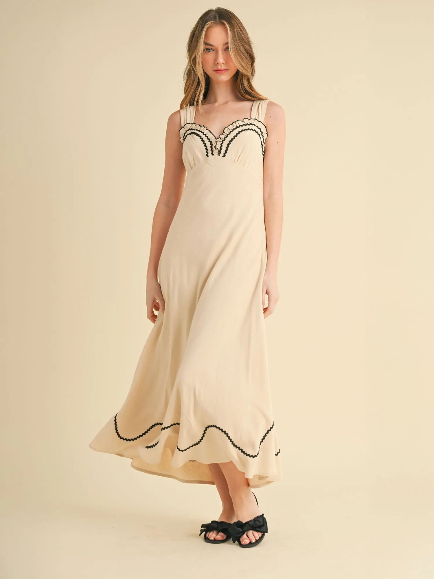 Sweetheart Neck Sleeveless Linen Maxi Dress