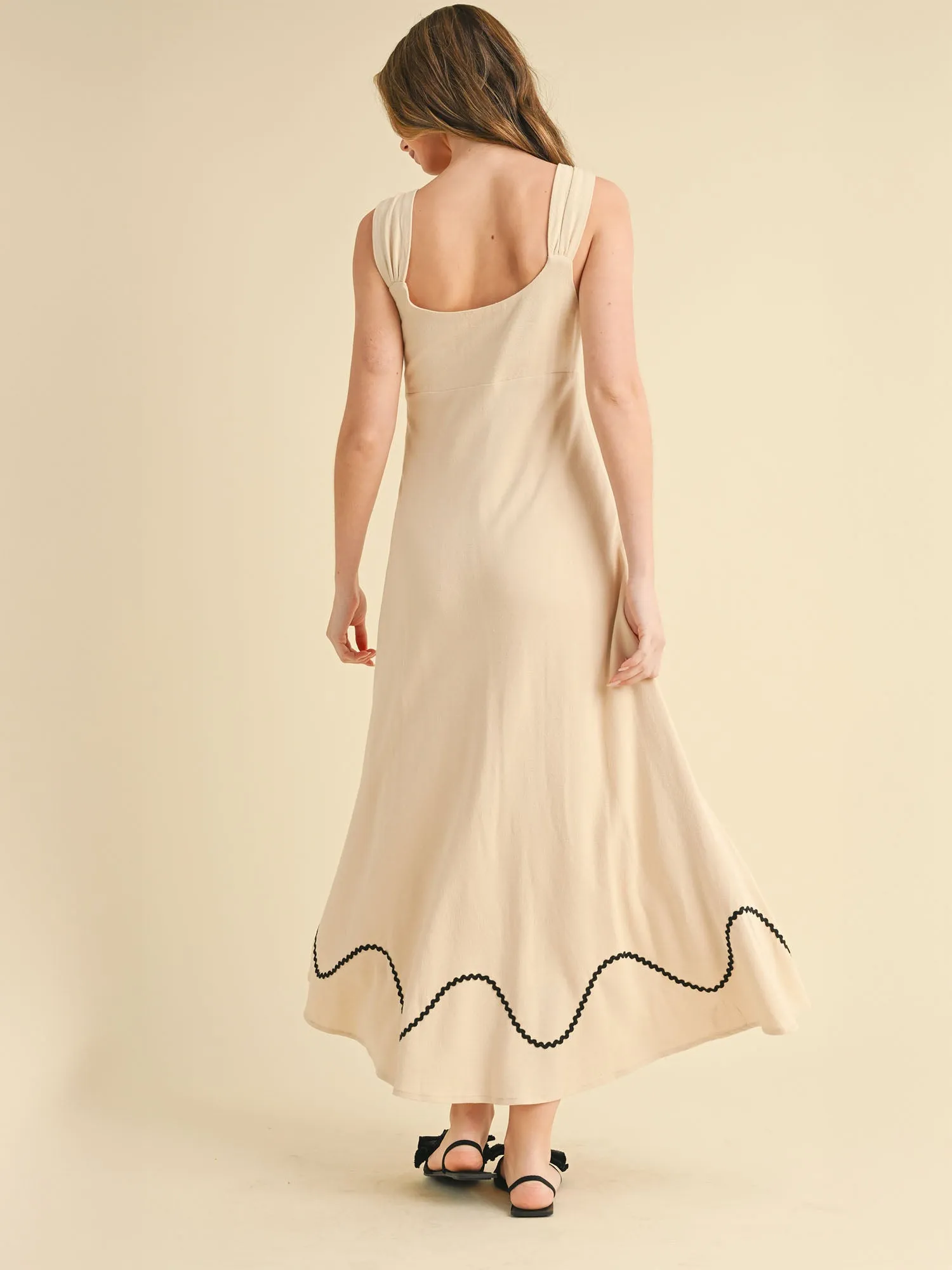 Sweetheart Neck Sleeveless Linen Maxi Dress