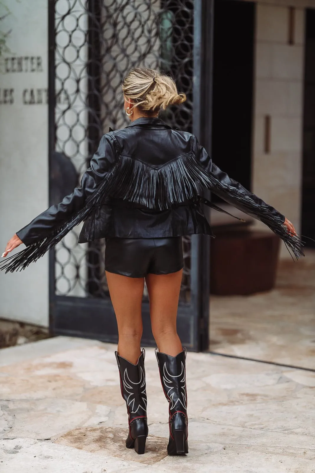 Take Me Downtown Western Cowboy Boots - Black and Red