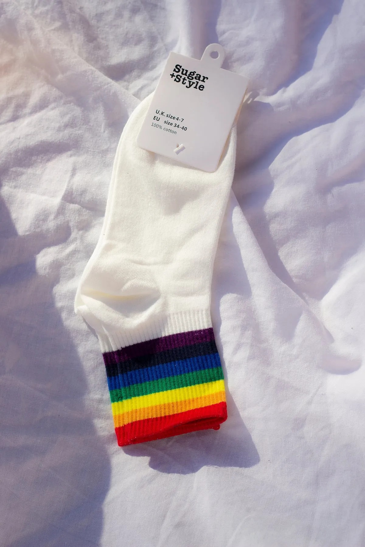 Thick Rainbow Stripe Top Socks