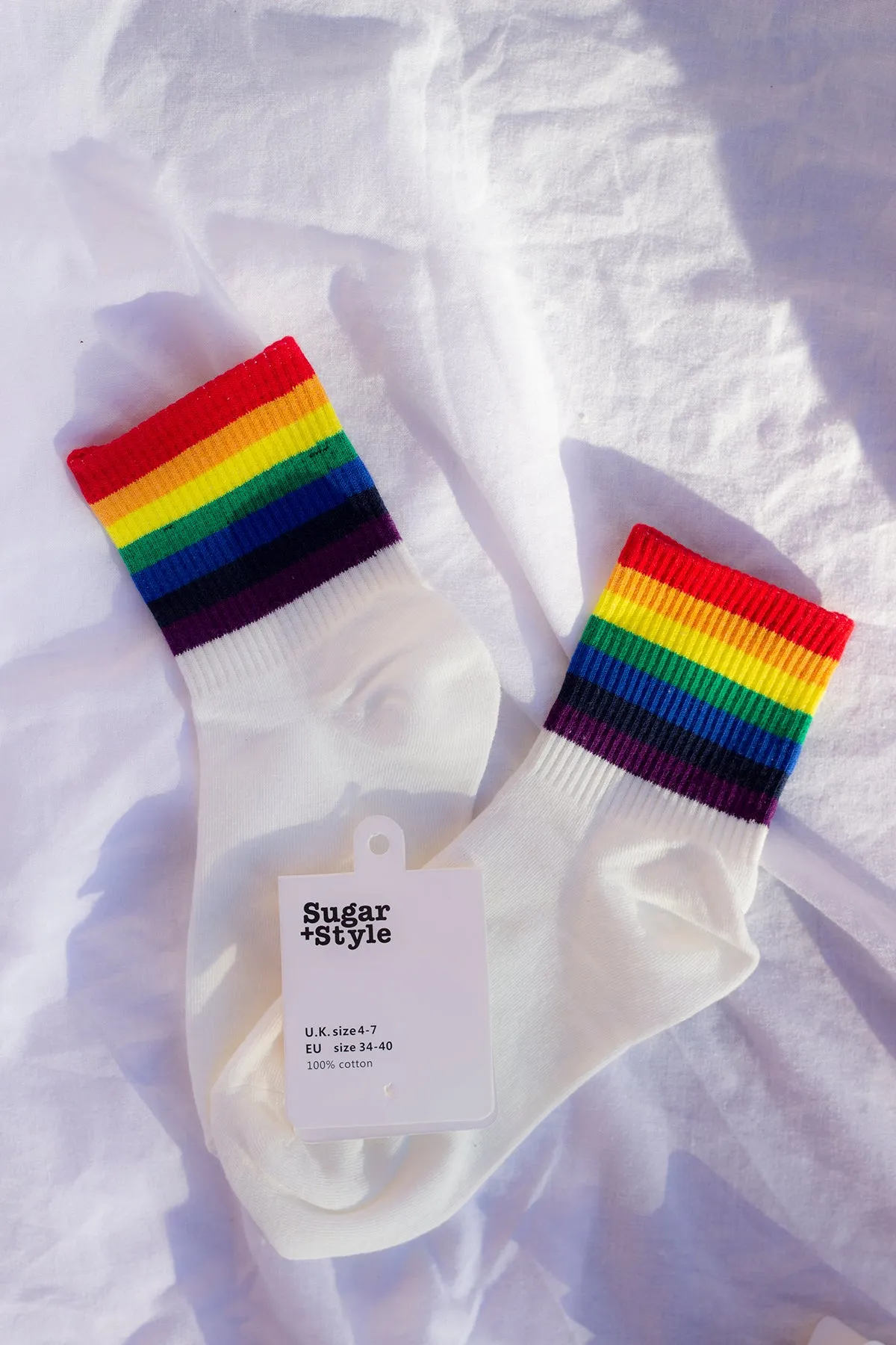 Thick Rainbow Stripe Top Socks