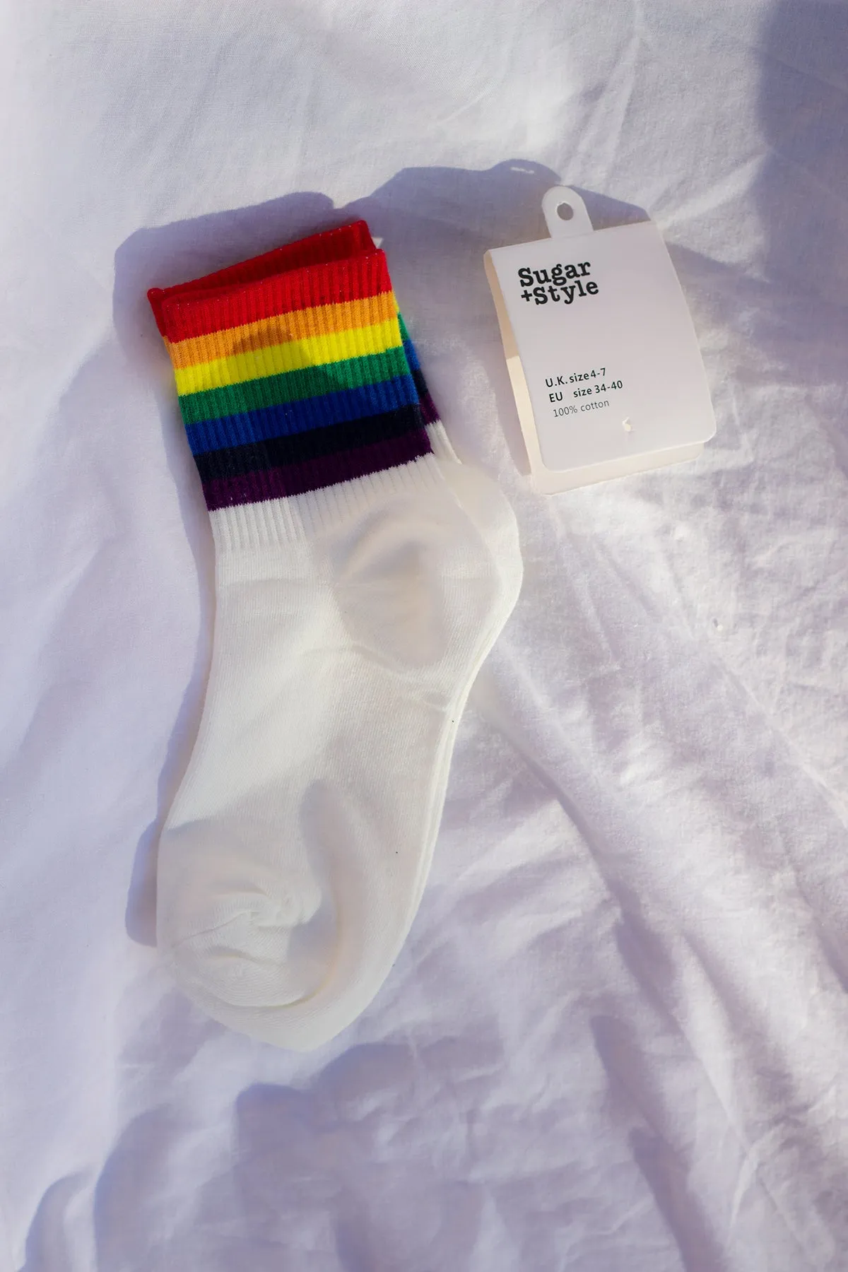 Thick Rainbow Stripe Top Socks