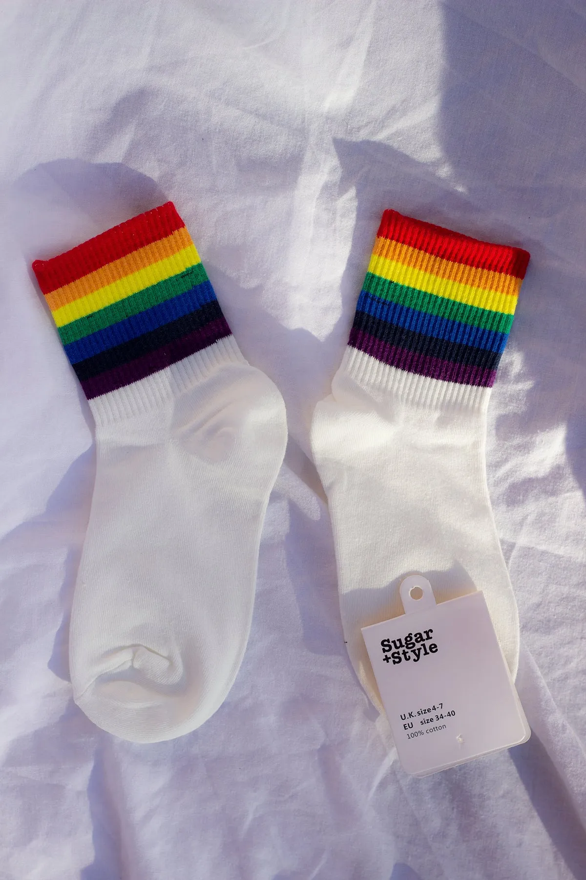 Thick Rainbow Stripe Top Socks