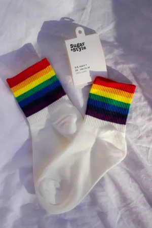 Thick Rainbow Stripe Top Socks
