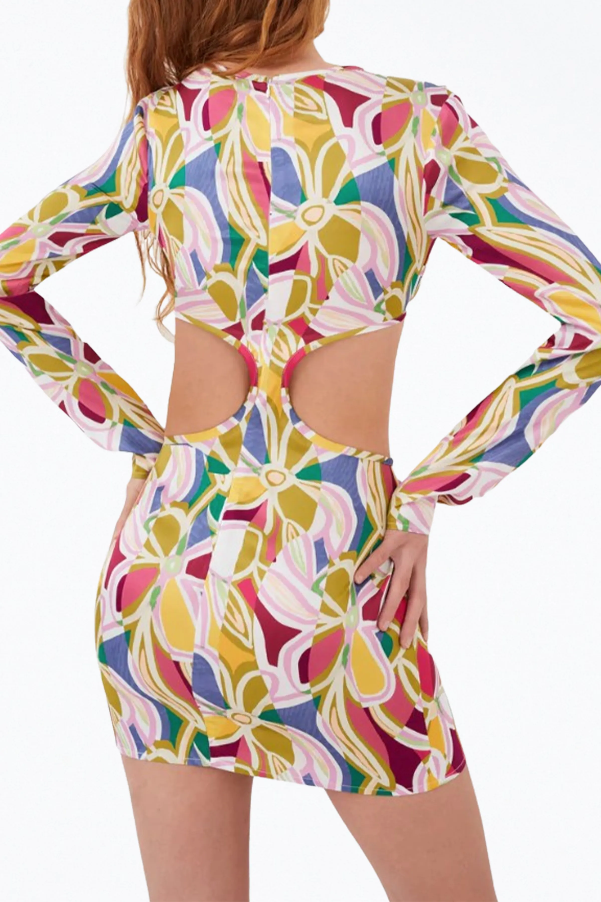 THORA CUTOUT LONG SLEEVE MINI DRESS
