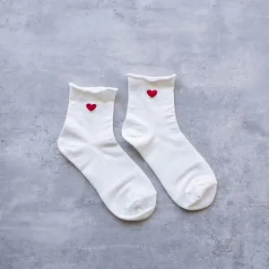 Tiepology - Amelia Little Heart Socks (White)
