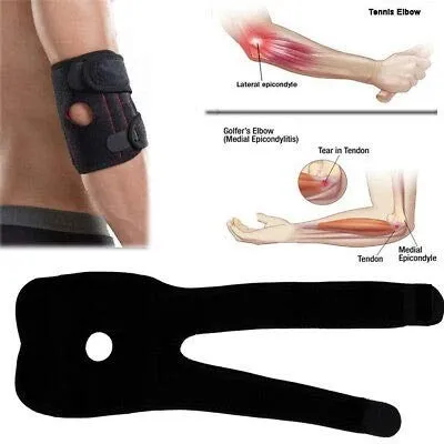 Tima Elbow Support Brace, Adjustable Tennis Elbow Support Brace, Great for Sprained Elbows, Tendonitis, Arthritis, Basketball, Baseball, Golfer's Elbow Provides Support & Ease Pains (Black)