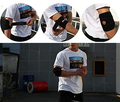 Tima Elbow Support Brace, Adjustable Tennis Elbow Support Brace, Great for Sprained Elbows, Tendonitis, Arthritis, Basketball, Baseball, Golfer's Elbow Provides Support & Ease Pains (Black)