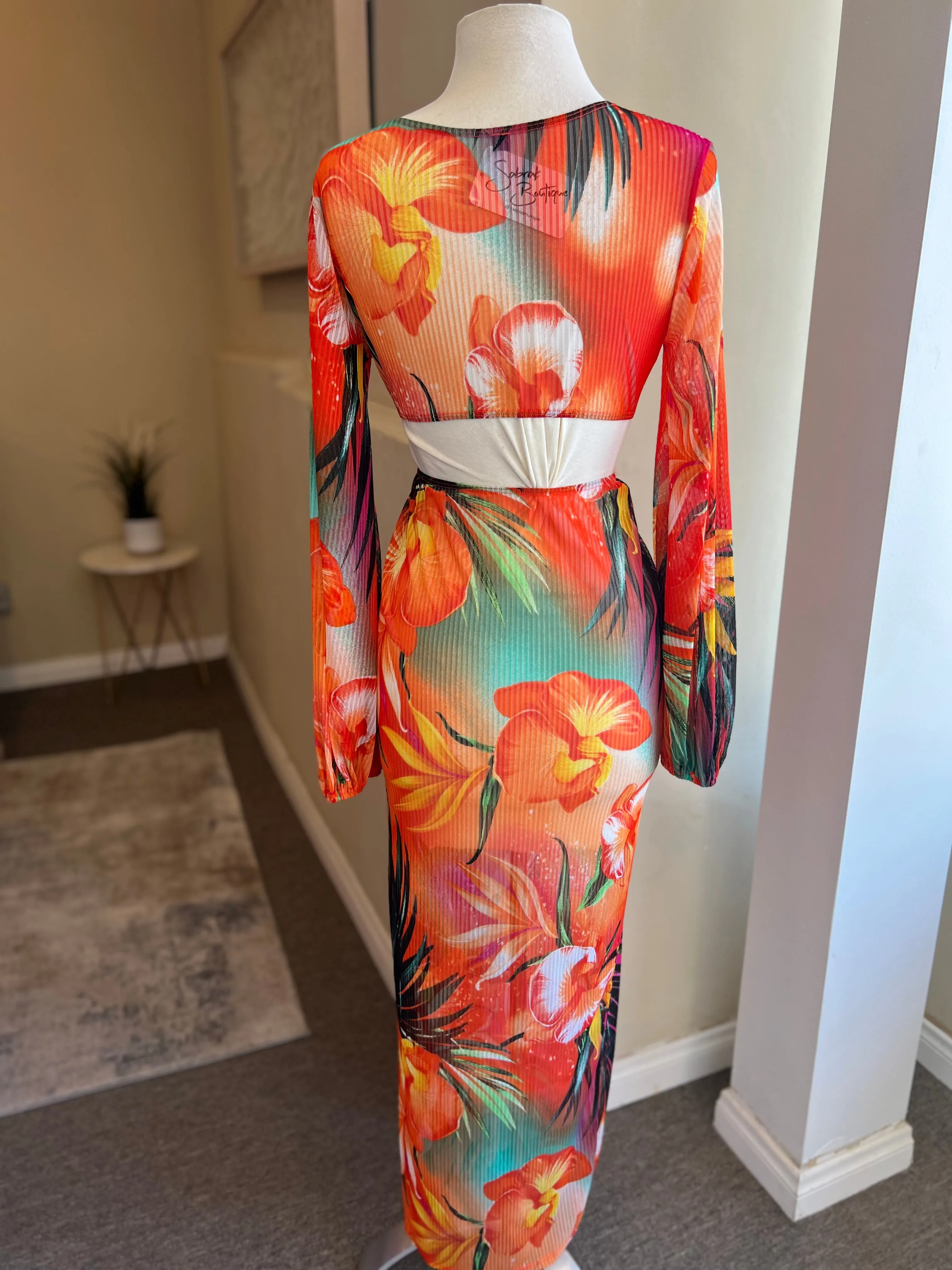 Tropical Print Front O Ring Dress