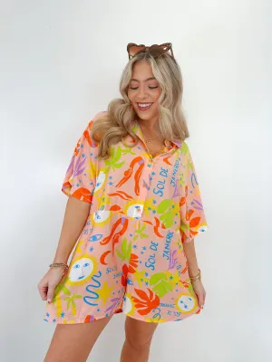 Tropical Retreat Button Front Romper