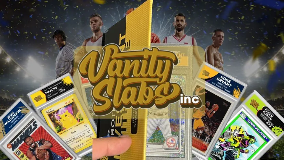 Vanity Slabs 10 Pack Bundle Includes Random Mystery Card for Baseball Football Hockey Basketball Cards