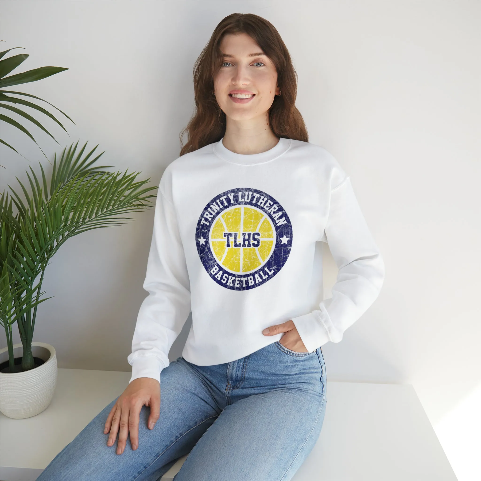 Vintage Trinity Lutheran Basketball Unisex Heavy Blend™ Crewneck Sweatshirt
