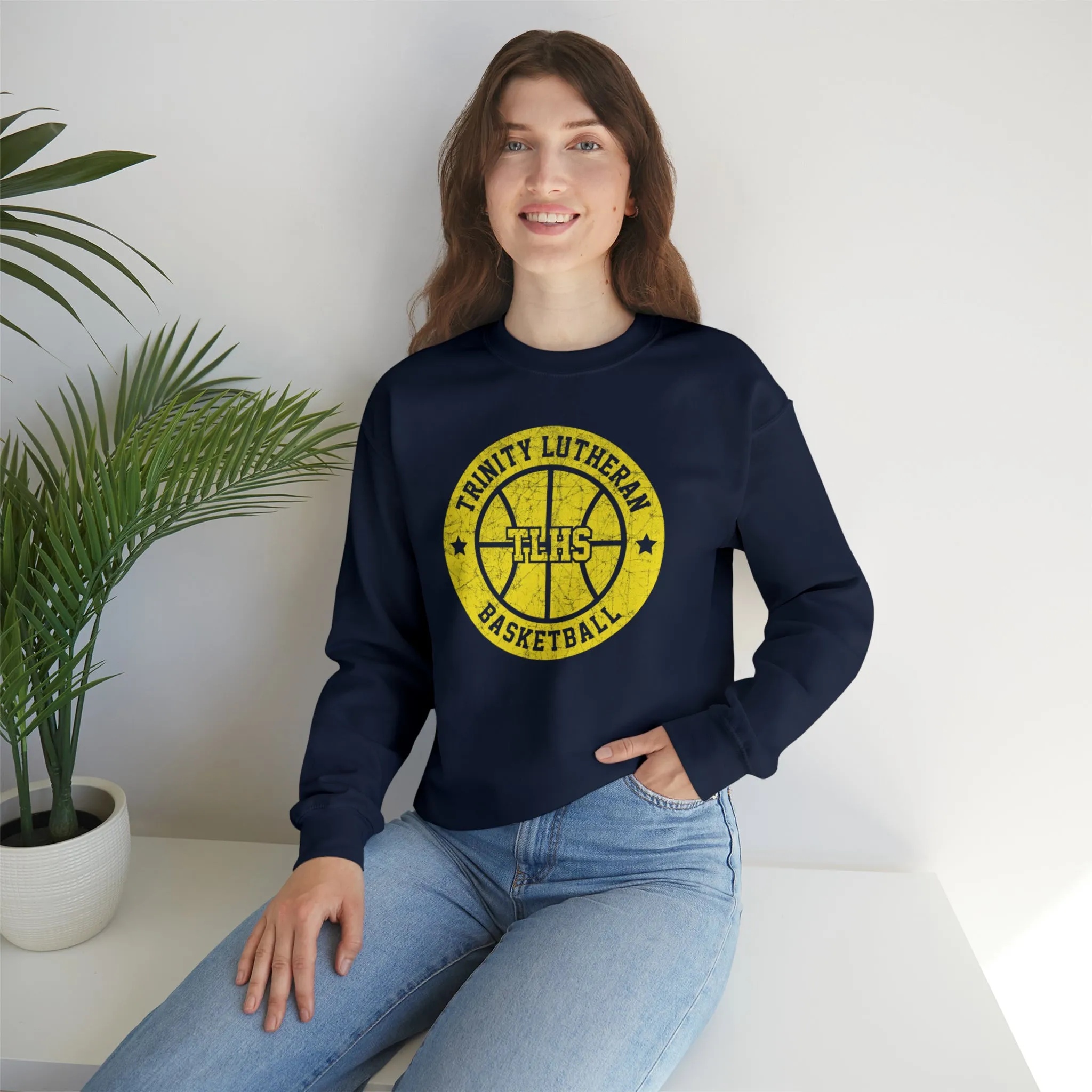 Vintage Trinity Lutheran Basketball Unisex Heavy Blend™ Crewneck Sweatshirt