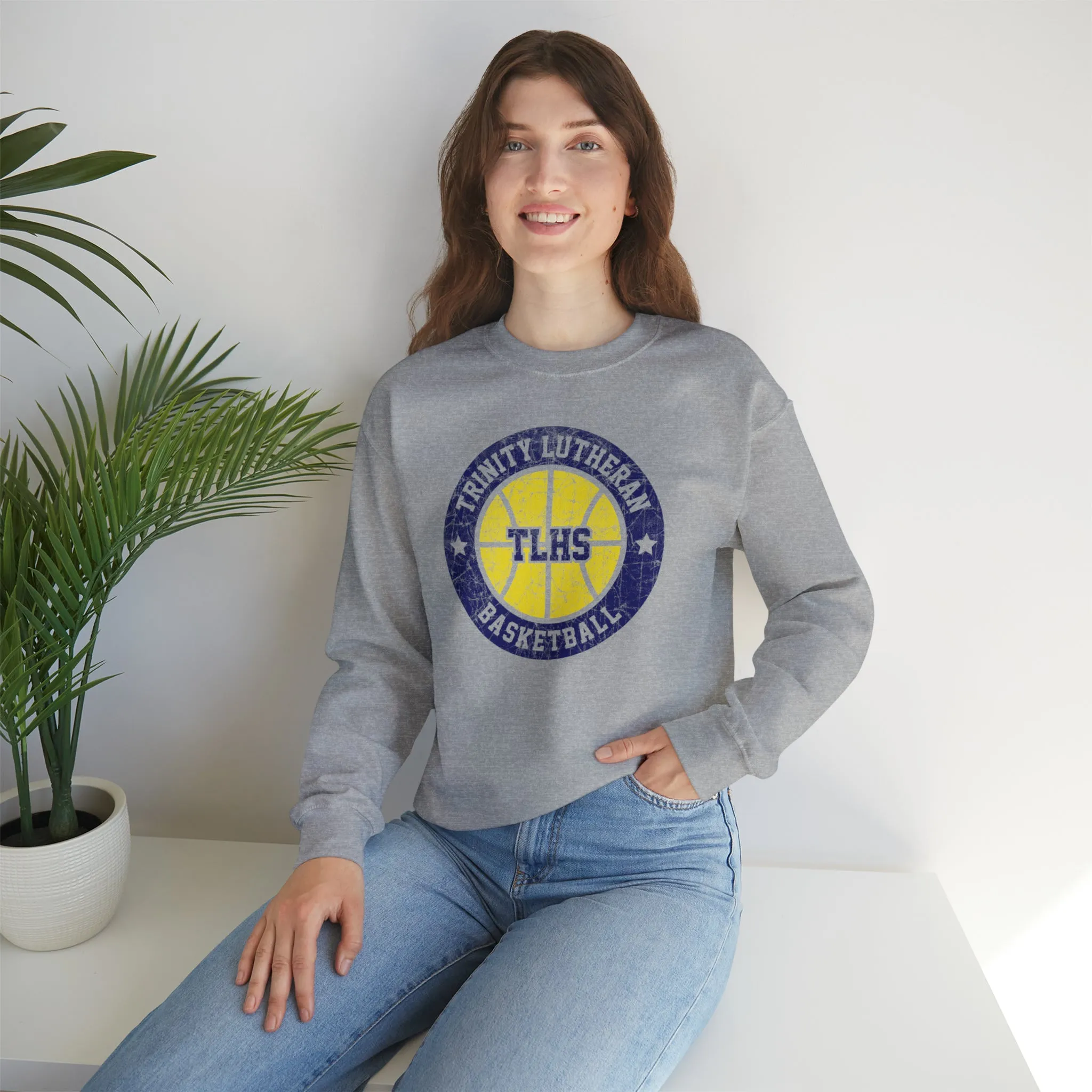 Vintage Trinity Lutheran Basketball Unisex Heavy Blend™ Crewneck Sweatshirt