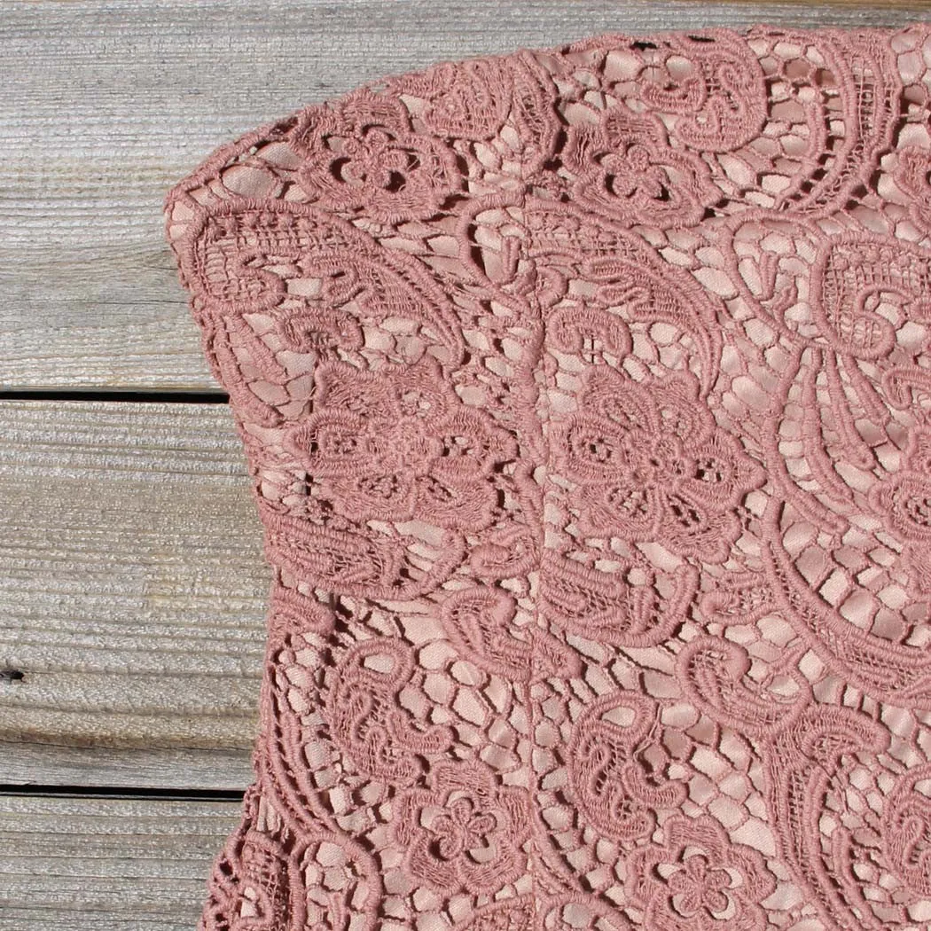 Wild Horses Lace Dress in Dusty Pink