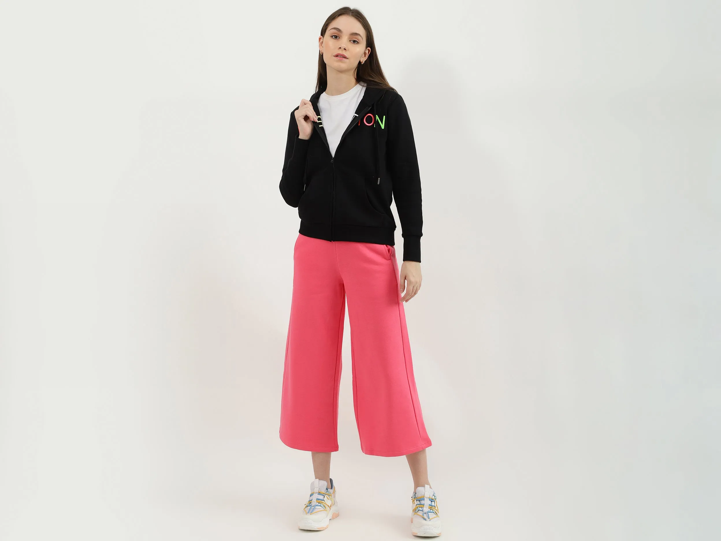 Women Solid Wide Leg Culottes