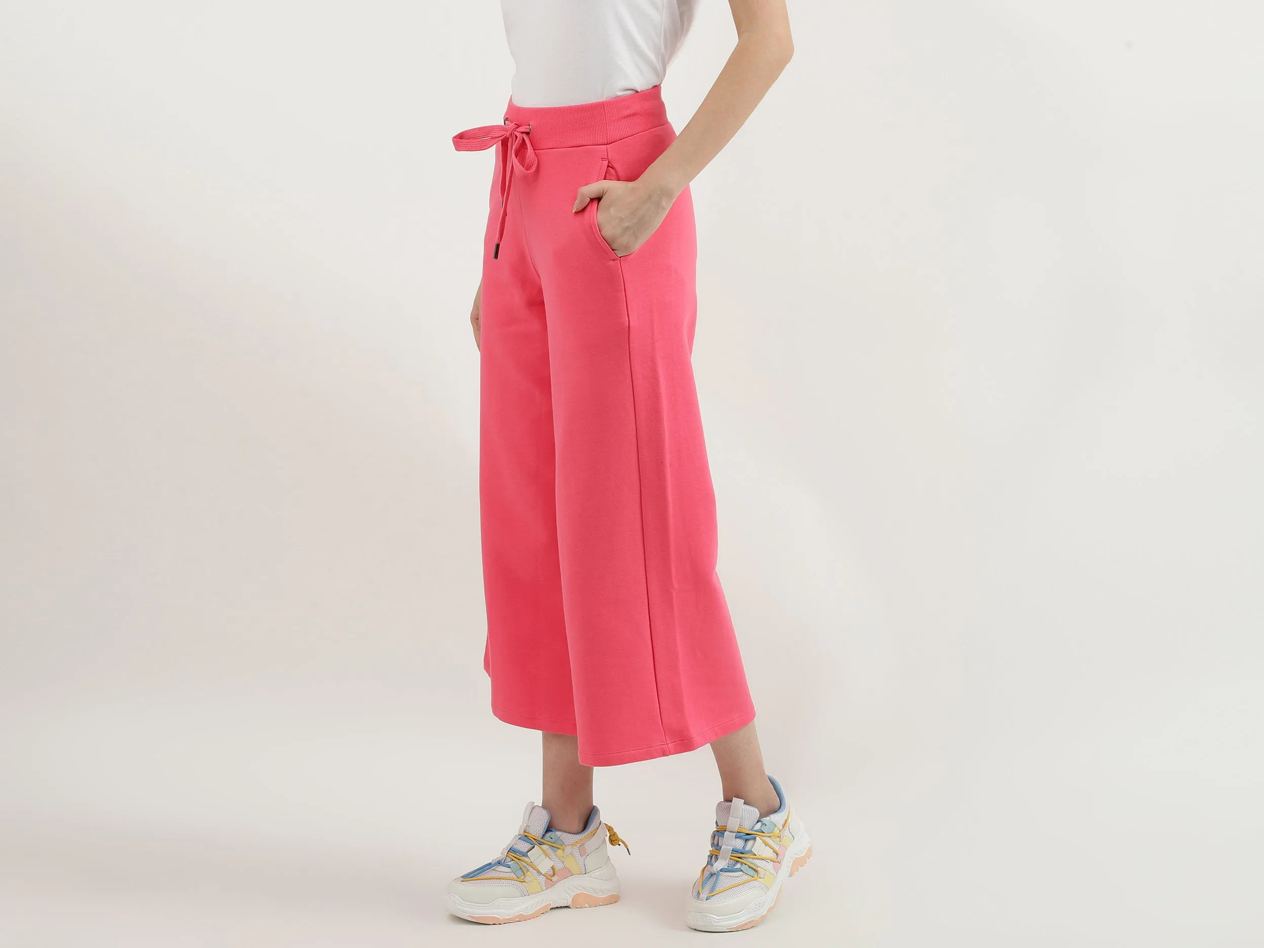 Women Solid Wide Leg Culottes