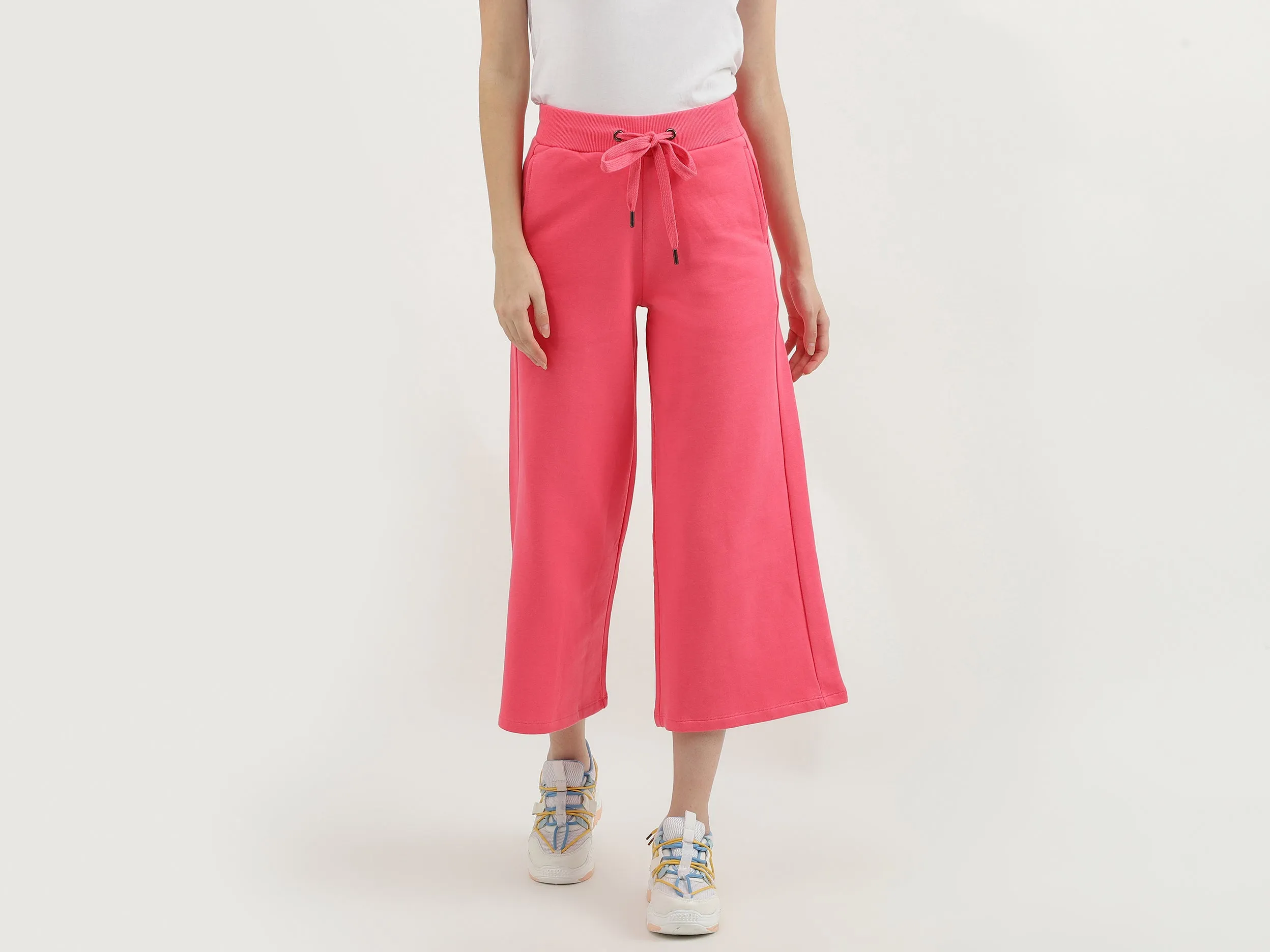 Women Solid Wide Leg Culottes