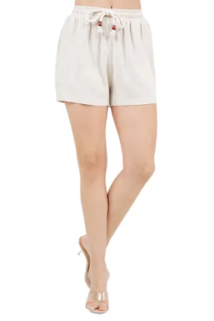 Women's Casual Beach Resort Wear Linen-Blend Drawstring Shorts