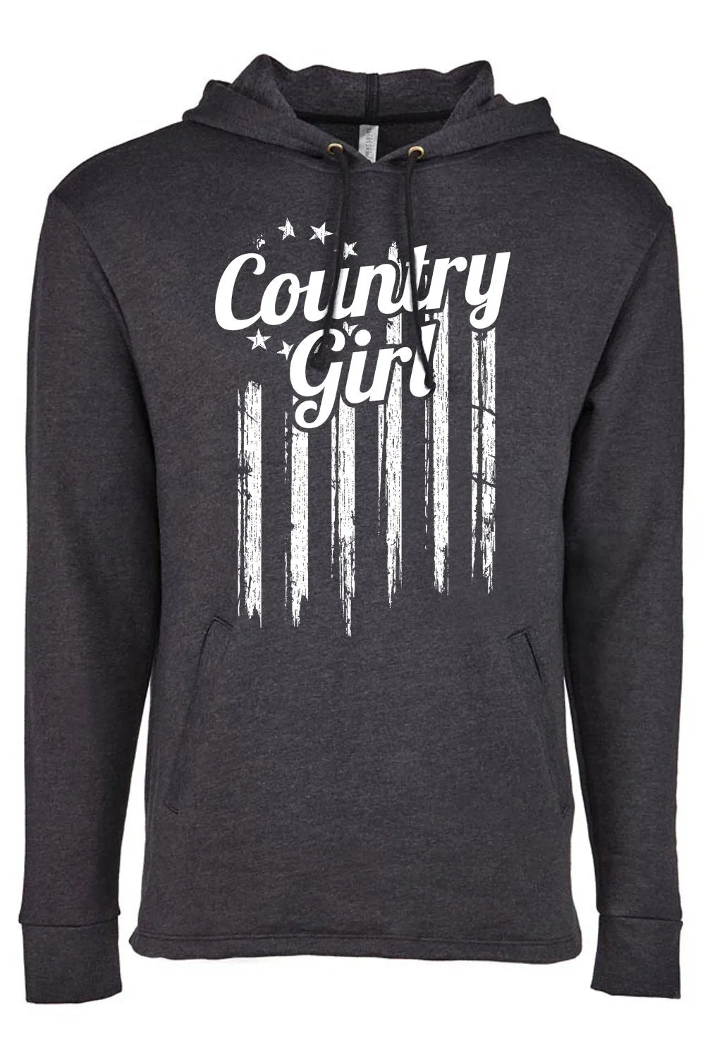 Women's heathered fleece pullover hoody - Country Girl Flag