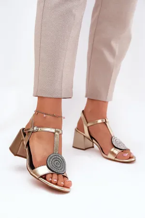 Women's natural leather heel sandals