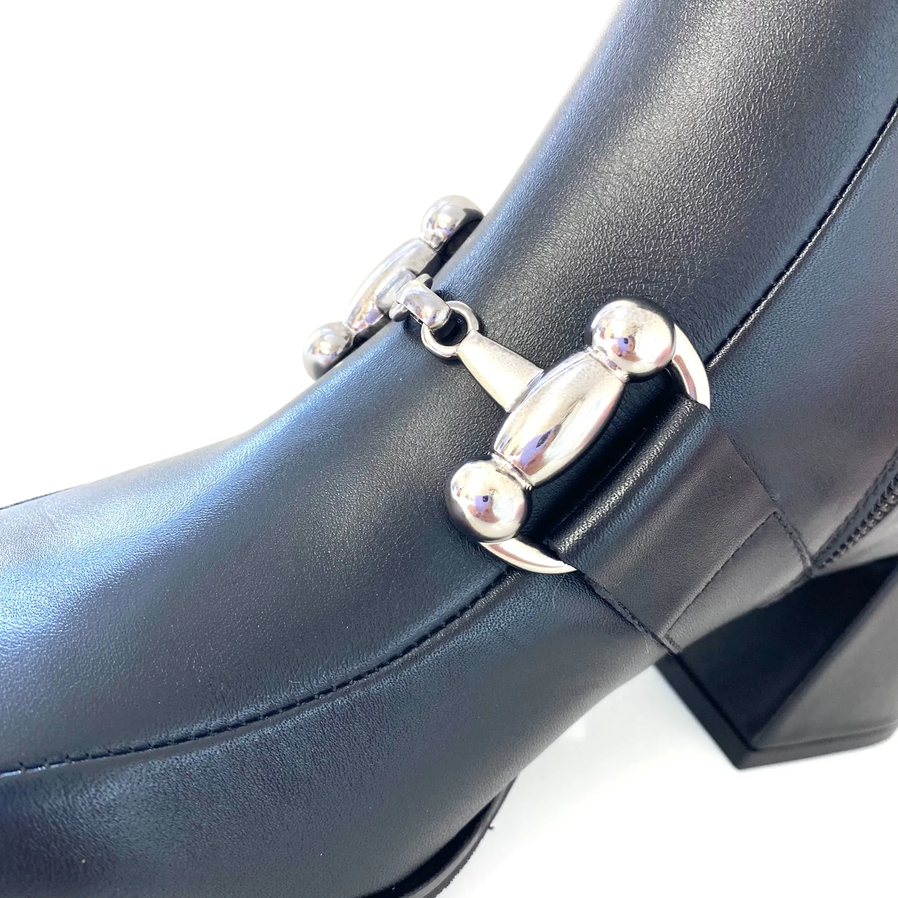 Wonders Black Leather Square Toe Boots