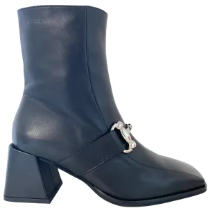Wonders Black Leather Square Toe Boots